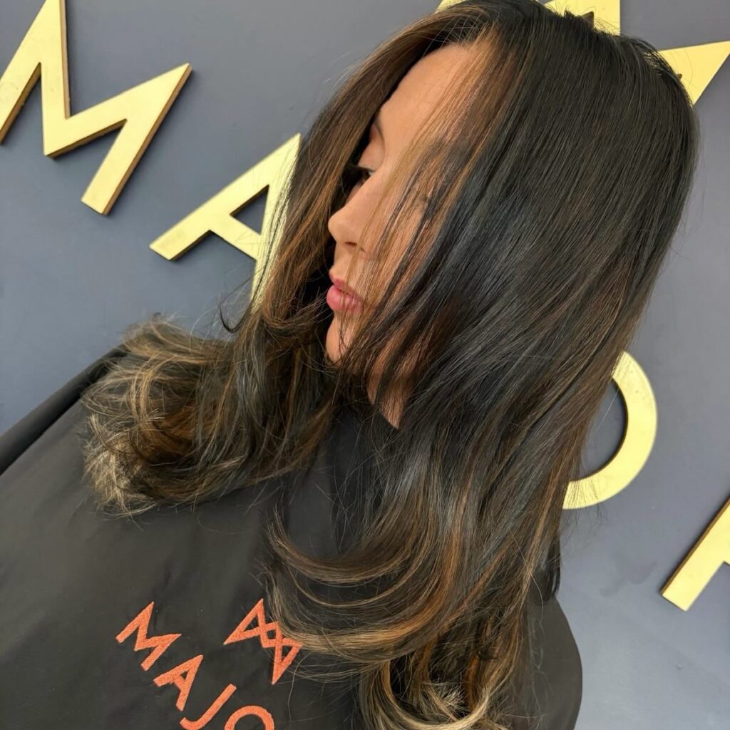 balayage using davines hair colour