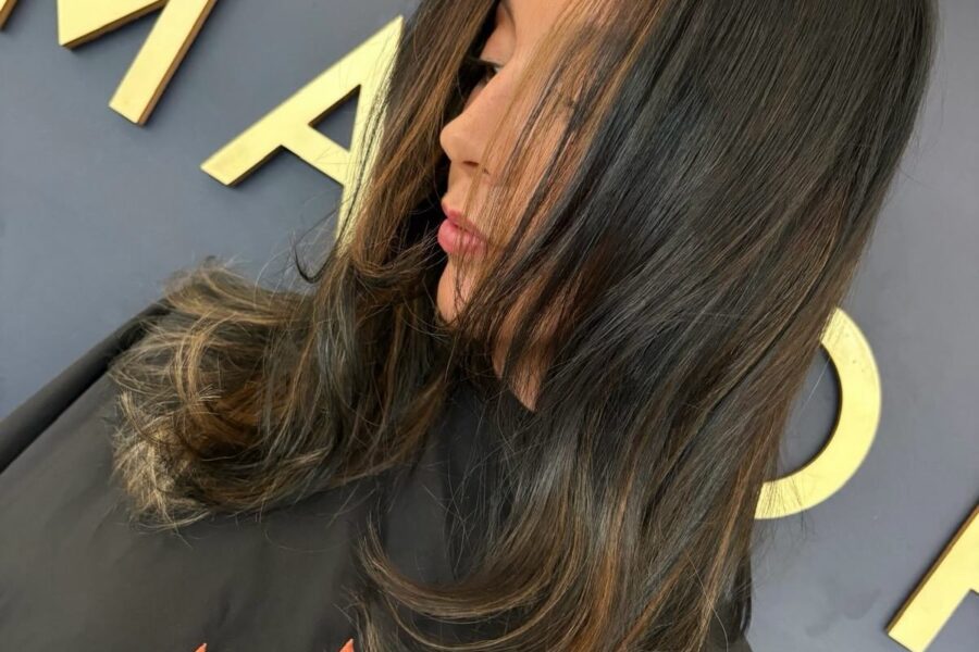 balayage using davines hair colour